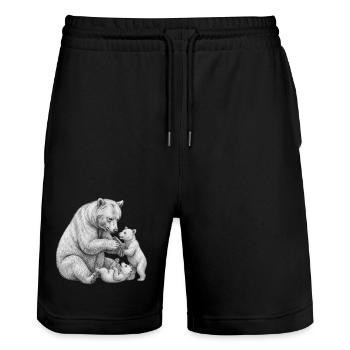 Bear and her cubs - Stanley/Stella Trainer Unisex Organic Jogging Shorts - black - Front - Nik (191cm) & Marisol (170cm)