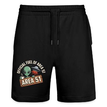 Lustige Area 51 Außerirdische UFO Kaffee Liebhaber - Stanley/Stella Unisex Bio Joggingshorts Trainer  - Schwarz - Vorne - Nik (191cm) & Marisol (170cm)