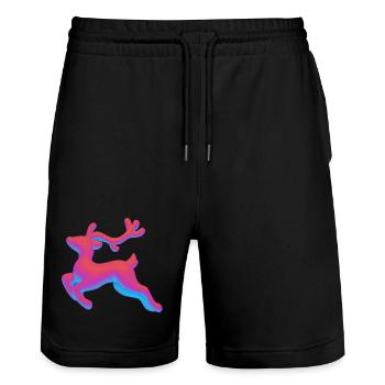 Chromatic Neon Fawn - Stanley/Stella Trainer Unisex Organic Jogging Shorts - black - Front - Nik (191cm) & Marisol (170cm)