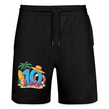 10th Birthday Vacation 10 Years - Stanley/Stella Trainer Unisex Organic Jogging Shorts - black - Front - Nik (191cm) & Marisol (170cm)