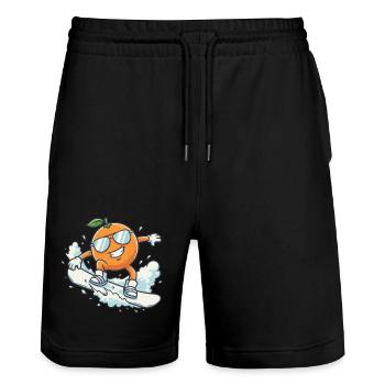 Coole Snowboard Orange mit Sonnenbrille - Stanley/Stella Unisex Bio Joggingshorts Trainer  - Schwarz - Vorne - Nik (191cm) & Marisol (170cm)
