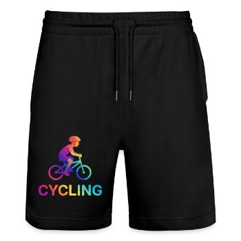 Enfant cycliste à gradient vibrant - Short de jogging bio TRAINER Stanley/Stella unisexe - noir - Devant - Nik (191cm) & Marisol (170cm)