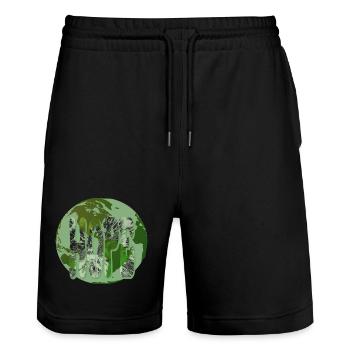 EarthLove Glyphs Green - Stanley/Stella Trainer Unisex Organic Jogging Shorts - black - Front - Nik (191cm) & Marisol (170cm)