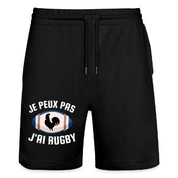 I can't I have rugby - Stanley/Stella Trainer Unisex Organic Jogging Shorts - black - Front - Nik (191cm) & Marisol (170cm)