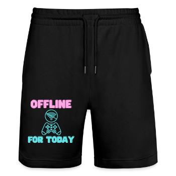Offline For Today Neon Gamer - Stanley/Stella Unisex Bio Joggingshorts Trainer  - Schwarz - Vorne - Nik (191cm) & Marisol (170cm)