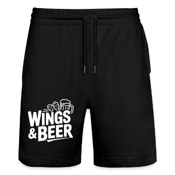 Ailes et bière - Short de jogging bio TRAINER Stanley/Stella unisexe - noir - Devant - Nik (191cm) & Marisol (170cm)