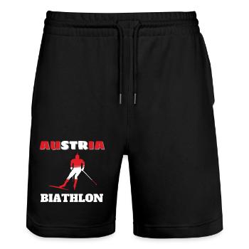 Silhouette Biathlète Rouge Blanc Autriche - Short de jogging bio TRAINER Stanley/Stella unisexe - noir - Devant - Nik (191cm) & Marisol (170cm)