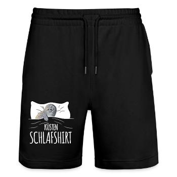 Coastal Sleep Shirt - Stanley/Stella Trainer Unisex Organic Jogging Shorts - black - Front - Nik (191cm) & Marisol (170cm)