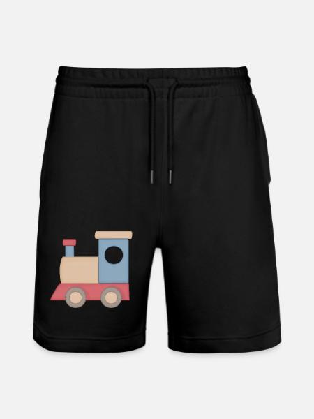 Kunterbunter Spielzug Illustration Eisenbahn - Stanley/Stella Unisex Bio Joggingshorts Trainer - Schwarz