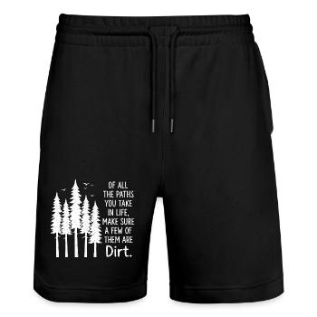 Wandern Camping Trekking Draußen Natur Berg - Stanley/Stella Unisex Bio Joggingshorts Trainer  - Schwarz - Vorne - Nik (191cm) & Marisol (170cm)