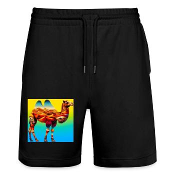 Kamel - Stanley/Stella Unisex Bio Joggingshorts Trainer  - Schwarz - Vorne - Nik (191cm) & Marisol (170cm)