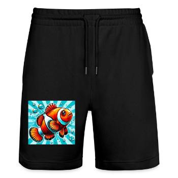 Clownfish - Stanley/Stella Trainer Unisex Organic Jogging Shorts - black - Front - Nik (191cm) & Marisol (170cm)