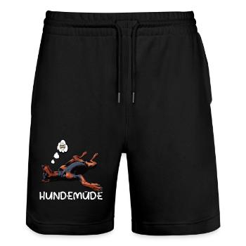 Hundemüde Dobermann Dobermannbesitzer Dobermänner - Stanley/Stella Unisex Bio Joggingshorts Trainer  - Schwarz - Vorne - Nik (191cm) & Marisol (170cm)