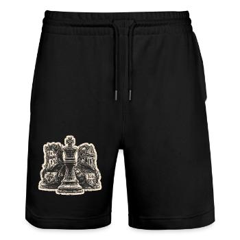 Chevalier d’échecs Figures médiévales pour hommes - Short de jogging bio TRAINER Stanley/Stella unisexe - noir - Devant - Nik (191cm) & Marisol (170cm)