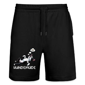 Hundemüde Boston Terrier Boston terrier besitzer  - Stanley/Stella Unisex Bio Joggingshorts Trainer  - Schwarz - Vorne - Nik (191cm) & Marisol (170cm)