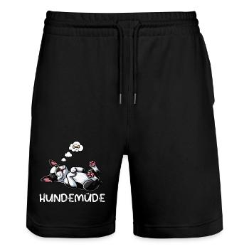 Hundemüde Boston Terrier Boston terrier besitzer  - Stanley/Stella Unisex Bio Joggingshorts Trainer  - Schwarz - Vorne - Nik (191cm) & Marisol (170cm)