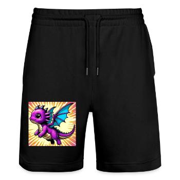 dragon - Stanley/Stella Trainer Unisex Organic Jogging Shorts - black - Front - Nik (191cm) & Marisol (170cm)
