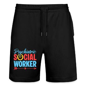 Social Worker Quote Psychiatric Social Work - Stanley/Stella Unisex Bio Joggingshorts Trainer  - Schwarz - Vorne - Nik (191cm) & Marisol (170cm)