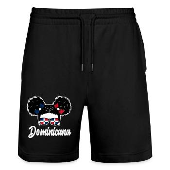 Dominikanische Republik Flagge Dom Rep Stolz - Stanley/Stella Unisex Bio Joggingshorts Trainer  - Schwarz - Vorne - Nik (191cm) & Marisol (170cm)
