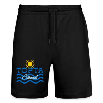 Tofta Strand-Sun and Waves - Stanley/Stella Trainer Unisex Organic Jogging Shorts - black - Front - Nik (191cm) & Marisol (170cm)