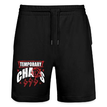 Punk For A Day Temporary Chaos - Stanley/Stella Trainer Unisex Organic Jogging Shorts - black - Front - Nik (191cm) & Marisol (170cm)