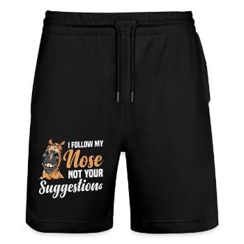 Percheron Outfit I follow my Nose Horse Riding - Stanley/Stella Trainer Unisex Organic Jogging Shorts - black - Front - Nik (191cm) & Marisol (170cm)