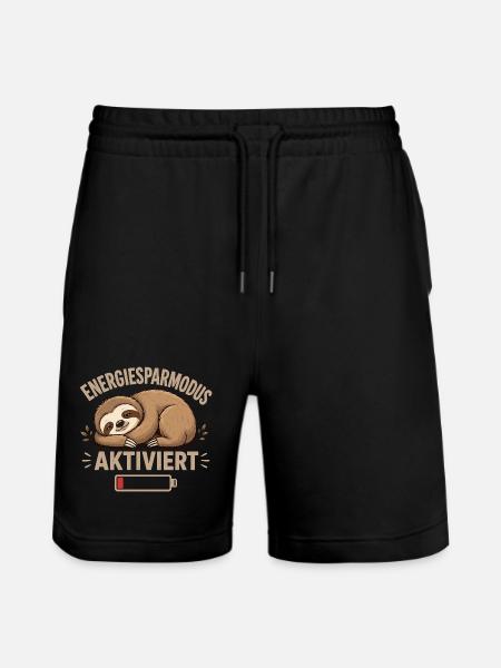 Faultier Energiesparmodus Aktiviert Shirt - Stanley/Stella Unisex Bio Joggingshorts Trainer  - Schwarz