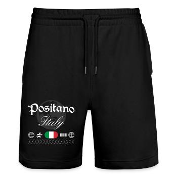 Positano Italien Streetwear Reise Souvenir - Stanley/Stella Unisex Bio Joggingshorts Trainer  - Schwarz - Vorne - Nik (191cm) & Marisol (170cm)