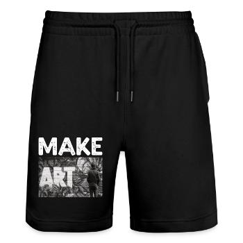 Make Art - Stanley/Stella Trainer Unisex Organic Jogging Shorts - black - Front - Nik (191cm) & Marisol (170cm)