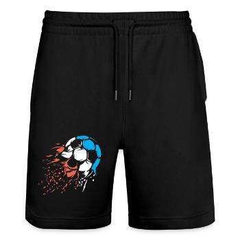 Ballexplosion mit WM Fußballteam Frankreich  - Stanley/Stella Unisex Bio Joggingshorts Trainer  - Schwarz - Vorne - Nik (191cm) & Marisol (170cm)
