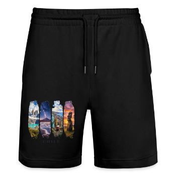 Voyage de vacances au Chili – Nature et culture en Patagonie - Short de jogging bio TRAINER Stanley/Stella unisexe - noir - Devant - Nik (191cm) & Marisol (170cm)