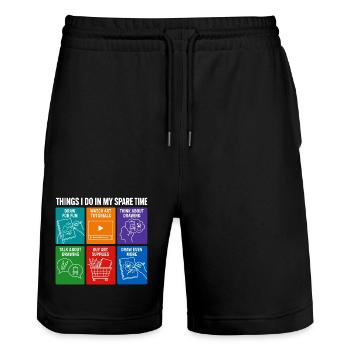 Funny Things I Do In My Spare Time Drawing Art - Stanley/Stella Trainer Unisex Organic Jogging Shorts - black - Front - Nik (191cm) & Marisol (170cm)