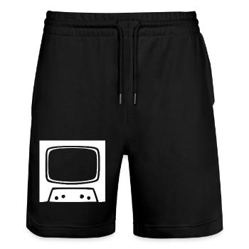Retro Vintage TV 80s 90s Gift - Stanley/Stella Trainer Unisex Organic Jogging Shorts - black - Front - Nik (191cm) & Marisol (170cm)