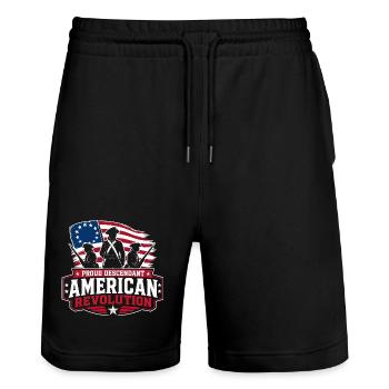 Proud Descendant of the American Revolution - Stanley/Stella Trainer Unisex Organic Jogging Shorts - black - Front - Nik (191cm) & Marisol (170cm)