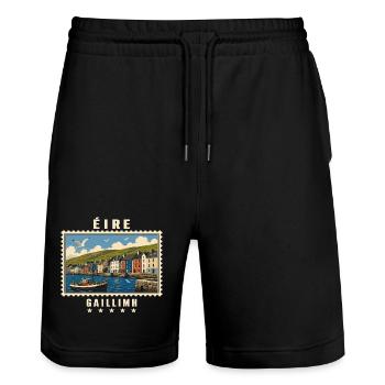 Irland Galway Vintage Reisemarke - Stanley/Stella Unisex Bio Joggingshorts Trainer  - Schwarz - Vorne - Nik (191cm) & Marisol (170cm)