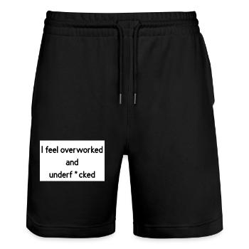überarbeitet - Stanley/Stella Unisex Bio Joggingshorts Trainer  - Schwarz - Vorne - Nik (191cm) & Marisol (170cm)