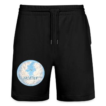 finally vacation airplane finally free clouds - Stanley/Stella Trainer Unisex Organic Jogging Shorts - black - Front - Nik (191cm) & Marisol (170cm)