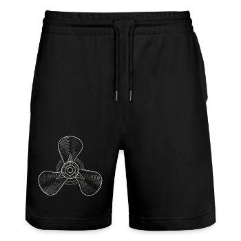 Vintage Three-Blade Propeller Illustration - Stanley/Stella Trainer Unisex Organic Jogging Shorts - black - Front - Nik (191cm) & Marisol (170cm)