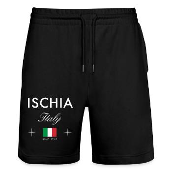 Ischia Italy Coordinates Travel Souvenir - Stanley/Stella Trainer Unisex Organic Jogging Shorts - black - Front - Nik (191cm) & Marisol (170cm)