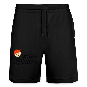 Großer Bruder - Stanley/Stella Unisex Bio Joggingshorts Trainer  - Schwarz - Vorne - Nik (191cm) & Marisol (170cm)