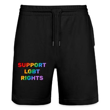 Unterstützen Sie die Regenbogenflagge für LGBT-Rechte - Stanley/Stella Unisex Bio Joggingshorts Trainer  - Schwarz - Vorne - Nik (191cm) & Marisol (170cm)