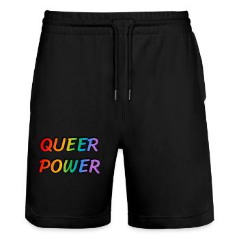 Pouvoir queer - Short de jogging bio TRAINER Stanley/Stella unisexe - noir - Devant - Nik (191cm) & Marisol (170cm)