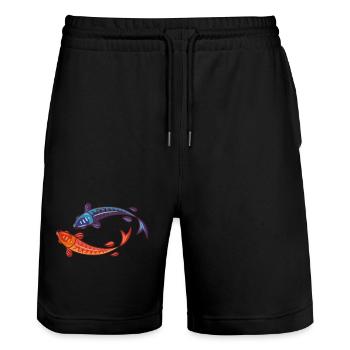 Meerestiere - Stanley/Stella Unisex Bio Joggingshorts Trainer  - Schwarz - Vorne - Nik (191cm) & Marisol (170cm)