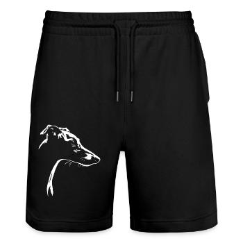 Greyhound Silhouette Dog Dog Wilsigns - Stanley/Stella Trainer Unisex Organic Jogging Shorts - black - Front - Nik (191cm) & Marisol (170cm)