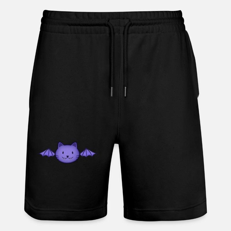 Fledermaus-Katze - Stanley/Stella Unisex Bio Joggingshorts Trainer  - Schwarz