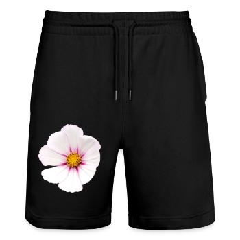 White Flower Cosmea - Stanley/Stella Trainer Unisex Organic Jogging Shorts - black - Front - Nik (191cm) & Marisol (170cm)