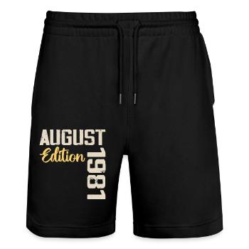 Jubiläum August 1981 - Limitierte Auflage August 1981 - Stanley/Stella Unisex Bio Joggingshorts Trainer  - Schwarz - Vorne - Nik (191cm) & Marisol (170cm)