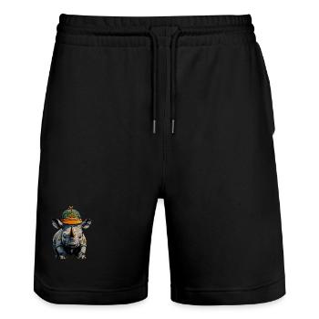 Nashorn Designer-Cap - Stanley/Stella Unisex Bio Joggingshorts Trainer  - Schwarz - Vorne - Nik (191cm) & Marisol (170cm)