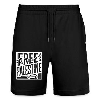 Free palestine - Stanley/Stella Unisex Bio Joggingshorts Trainer  - Schwarz - Vorne - Nik (191cm) & Marisol (170cm)