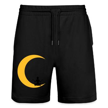 meditieren mond yoga beten fitness frau liebe sich - Stanley/Stella Unisex Bio Joggingshorts Trainer  - Schwarz - Vorne - Nik (191cm) & Marisol (170cm)